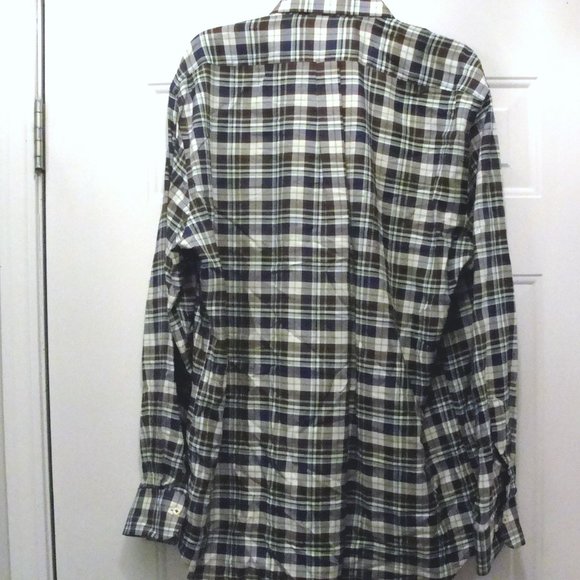 Peter Millar Shirts | Peter Millar Ls Xl Green Brown Blue White | Poshmark